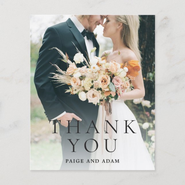 Flyer Modern Photo Editorial Wedding Thank You Card (Frente)