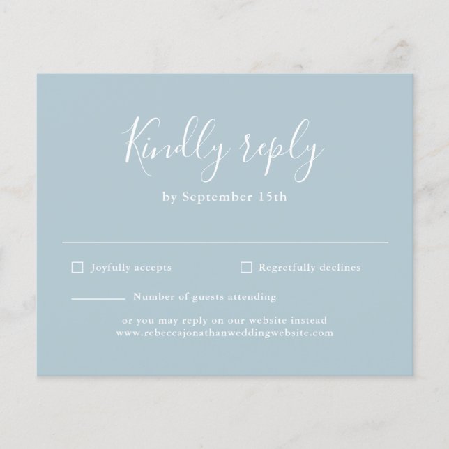Flyer Modern Script Light Blue Budget Wedding RSVP (Frente)