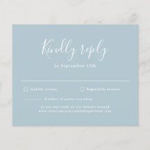 Modern Script Light Blue Budget Wedding RSVP