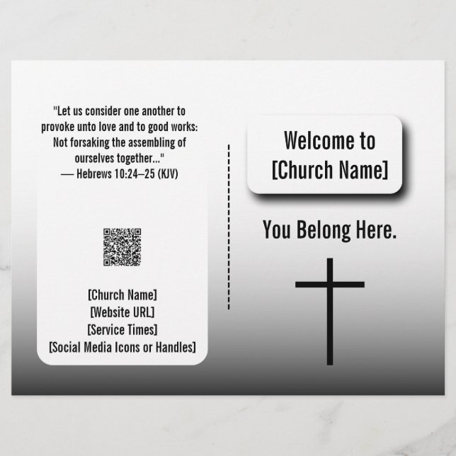 Flyer Modern White Gradient Church Bulletin  (Frente)