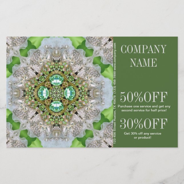 Flyer moderna cadera verde diamante brilla moda femenina (Frente)