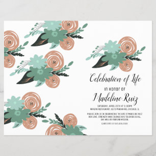Flyer Moderna celebración de la vida con flores dibujada