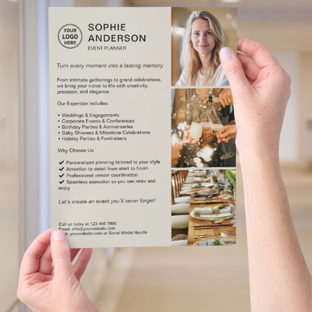 Flyer Moderna promoción del planificador de eventos de P (Modern Custom Event Planner Promotional Flyer)