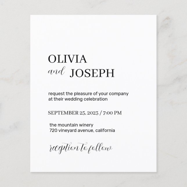 Flyer Moderna y Minimalista | Invitación a la boda (Frente)