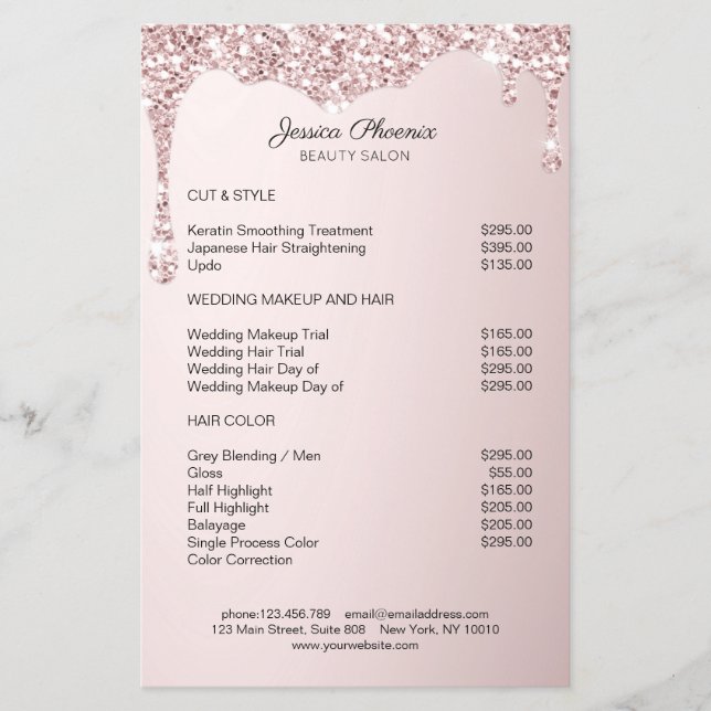 Flyer Moderner Glamour Rosa Glitzer sinkt (Frente)