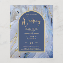 Flyer Moderno Boda de Arco de Mármol de la Agate Blue Go