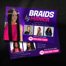 Flyer Moderno Braiding Salon Extensiones de pelo Braids