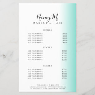 Flyer Moderno gradiente mínimo de menta maquillaje blanc