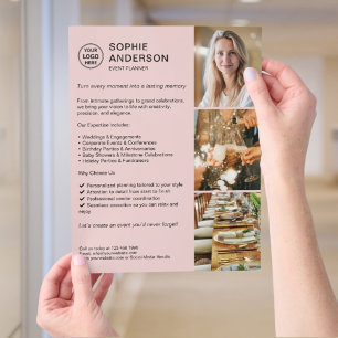 Flyer Moderno logo Evento blanco Planificador promociona