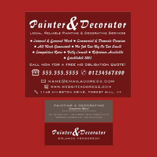 Flyer Moderno pintor y decorador rojo y marrón