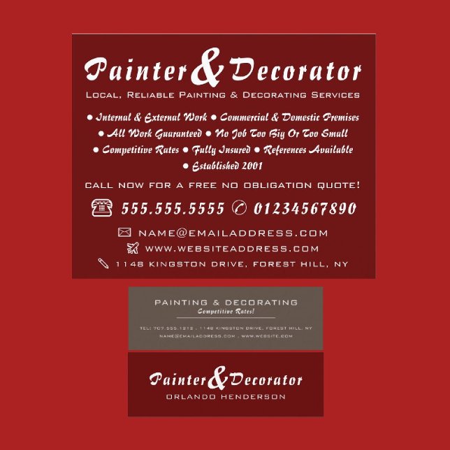 Flyer Moderno pintor y decorador rojo y marrón (Subido por el creador)