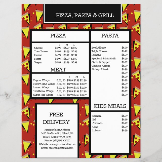 Flyer Moderno Pizza Pasta Grill Restaurant Spaghetti Men (Frente)