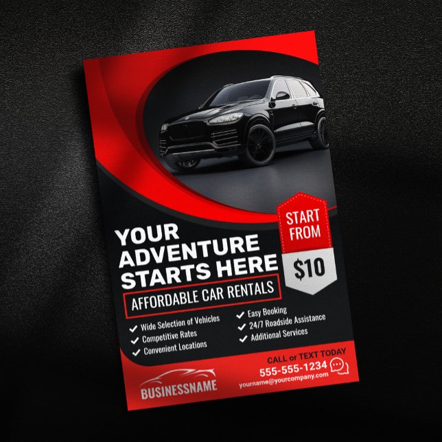 Flyer Moderno Red Asequible Alquiler de Coches Automátic (Subido por el creador)