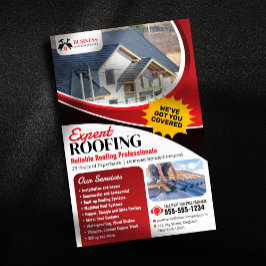 Flyer Moderno Rojo Experto Fiable Roofing Roofing Roofin