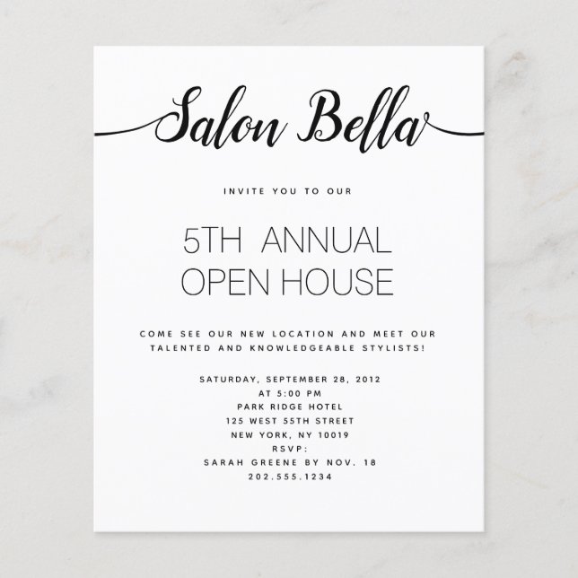 Flyer Moderno salón de belleza de caligrafía escrita a m (Frente)