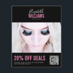 Flyer Moderno salón de belleza rosada negra Promo de ofe<br><div class="desc">Moderno Salón De Belleza Rosa Negro Promo Ofertas Volante De Código QR</div>