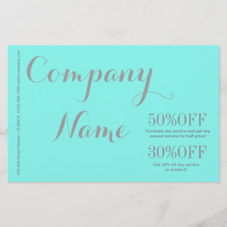 Flyer moderno salón de belleza simple Aqua azul Turquesa