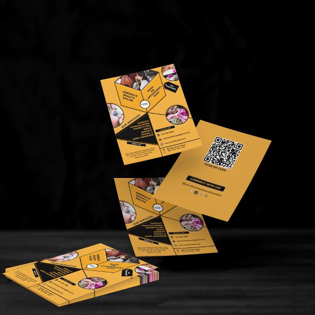 Flyer Moderno Salón de Belleza Spa Dorado Negro Personal (Subido por el creador)