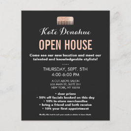 Flyer Moderno Salón De Comb Con Estilo De Cabello Rosa D