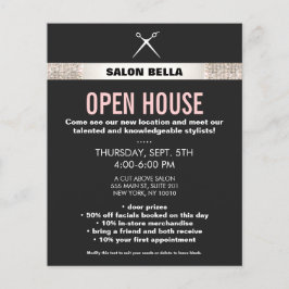 Flyer Moderno Salón De Secuencias De Plata De Tijeras Es