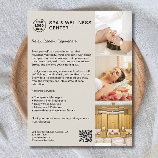 Flyer Moderno Spa Wellness Center Negocios Promocionales (Modern Spa Wellness Center Promotional Business Flyer)