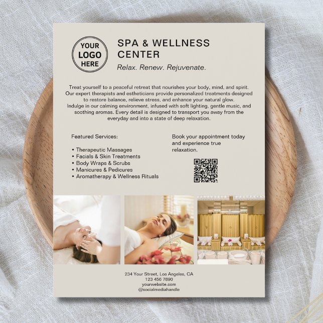 Flyer Moderno Spa Wellness Center Negocios Promocionales (Modern Spa Wellness Center Promotional Business Flyer)