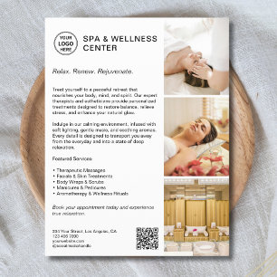 Flyer Moderno Spa Wellness Negocio Promocional Blanco