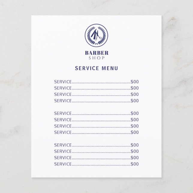 Flyer Moderno y elegante peluquería de precios de salón (Frente)