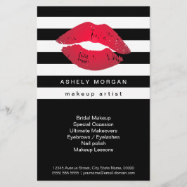 Flyer Modernos labios rojos maquillados - franjas blanca