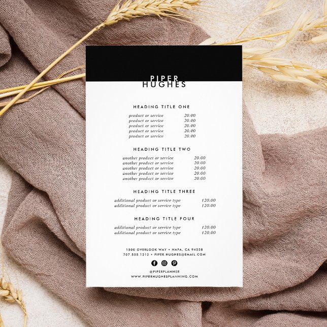 Flyer Modernos precios/servicios Minimalistas en blanco  (Subido por el creador)