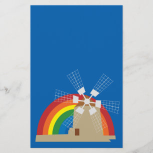 Flyer Molino de viento en fondo arco iris