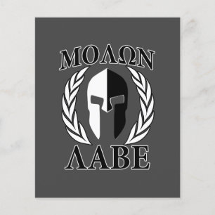 Flyer Molon Labe Máscara de Armadura Espartana Laureles