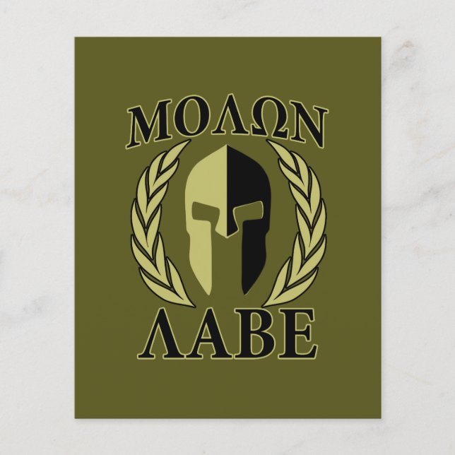 Flyer Molon Labe Spartan Helmet Laurels Olive Green (Frente)