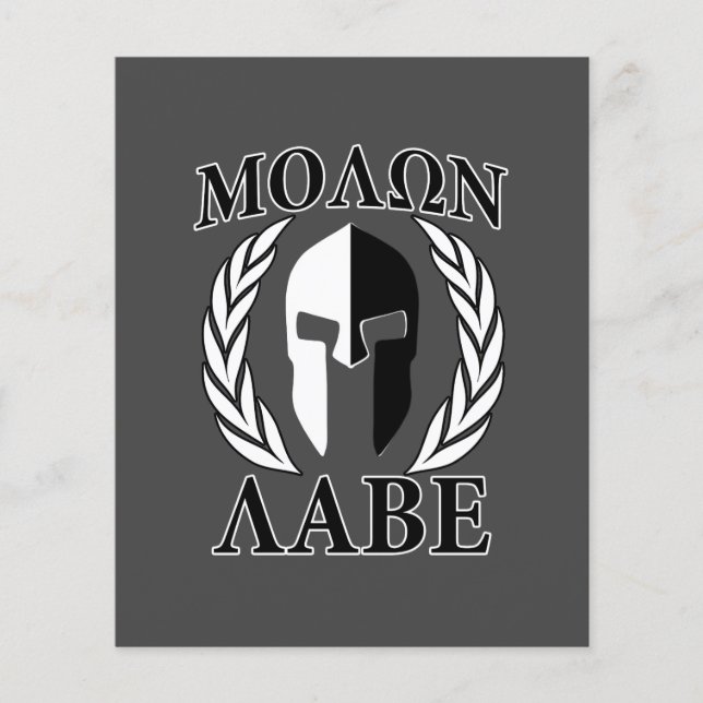 Flyer Molon Labe Spartan Mask Armor Laureles Monocrome (Frente)