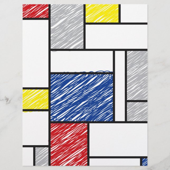 Flyer Mondrian Scribbles Minimalista De Stijl Arte Moder (Frente)