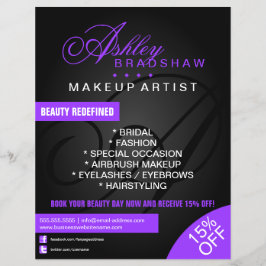 Flyer Monograma de artista de cabello y maquillaje promo