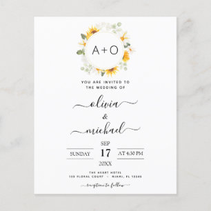 Flyer Monograma de presupuesto Boda de Eucalipto de gira