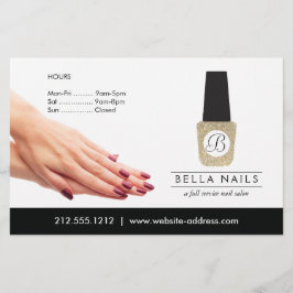 Flyer Monograma del salón de uñas con Purpurina de oro N
