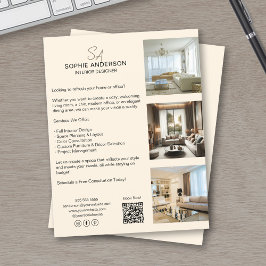 Flyer Monograma Foto QR Cream Profesional Business