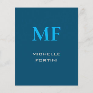 Flyer Monograma moderno cielo plano inicial y azul oceán