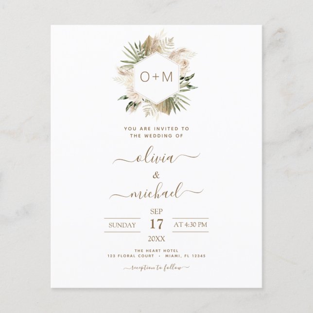 Flyer Monograma Presupuesto Boda de Grasa Tropical Pampa (Frente)