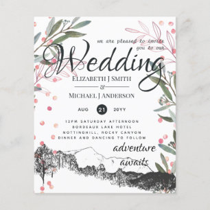Flyer Montañas Rústicas de menor presupuesto Boda Invita