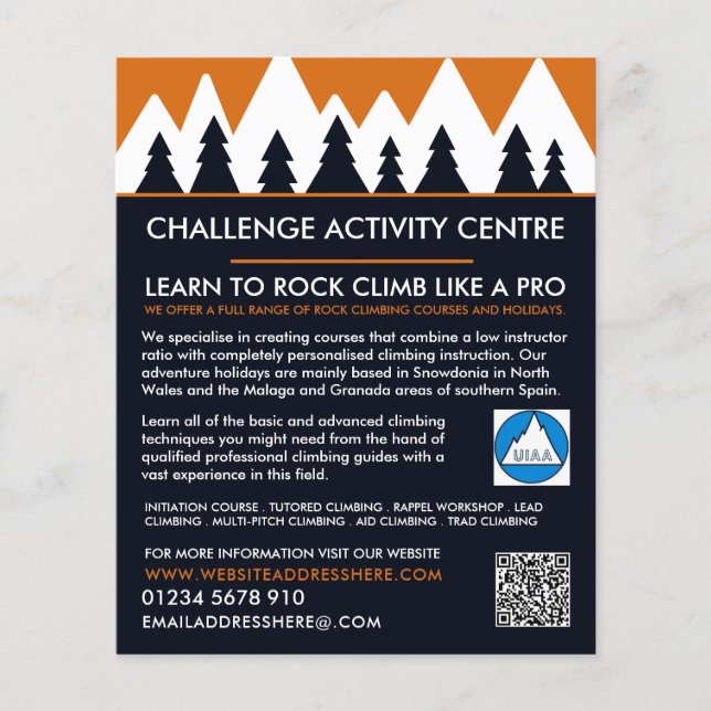 Flyer Montañismo, Senderismo y escalada, aventura (Frente)