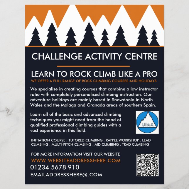 Flyer Montañismo, Senderismo y escalada, aventura (Frente)