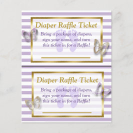 Flyer Morado y mariposa dorada Baby Shower Diaper Raffle