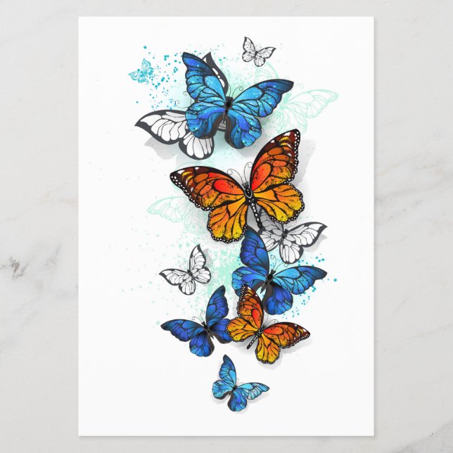 Flyer Morfo y monarca de las mariposas voladoras (Frente)