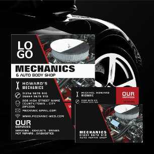 Flyer Motor de automóvil, mecánica automática y publicid