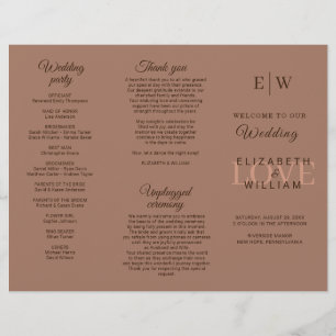 Flyer Mousse elegante mocha simple con Boda monograma