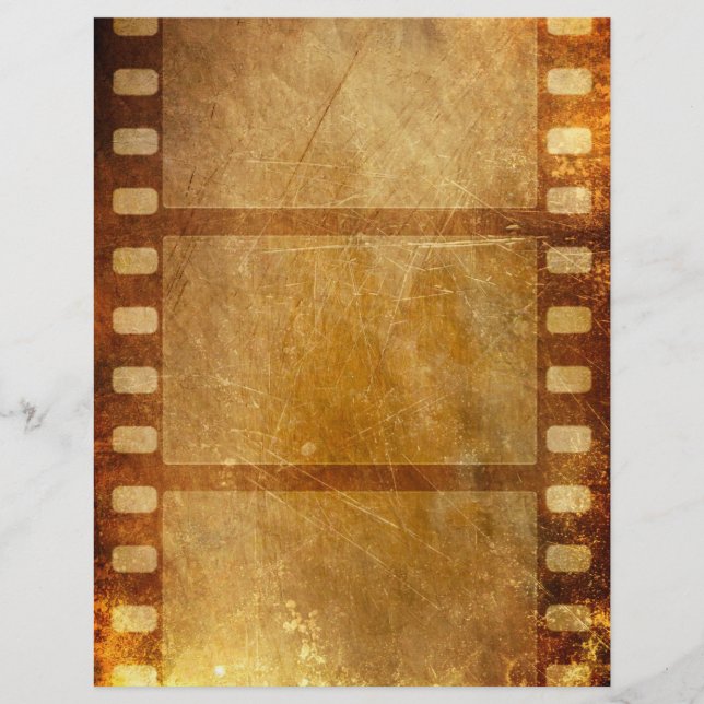 FLYER MOVIE REEL ANTIGUO MOVIMIENTO GRUNGE GOLD BACKGROU (Frente)