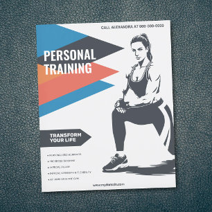 Flyer Mujer atlética y flechas - Entrenadora de fitness